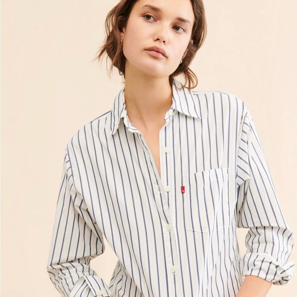 Levi's Blue and White Striped Blouse